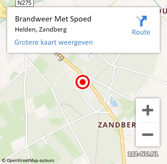Locatie op kaart van de 112 melding: Brandweer Met Spoed Naar Helden, Zandberg op 19 mei 2022 16:39