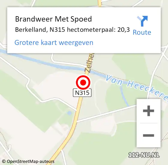 Locatie op kaart van de 112 melding: Brandweer Met Spoed Naar Berkelland, N315 hectometerpaal: 20,3 op 19 mei 2022 16:56