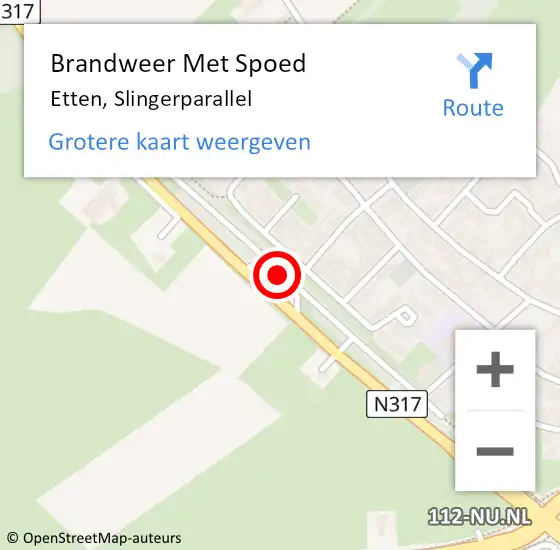 Locatie op kaart van de 112 melding: Brandweer Met Spoed Naar Etten, Slingerparallel op 19 mei 2022 17:09