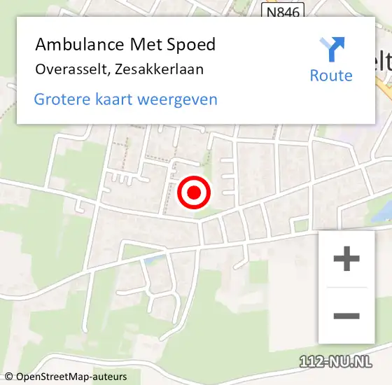 Locatie op kaart van de 112 melding: Ambulance Met Spoed Naar Overasselt, Zesakkerlaan op 19 mei 2022 18:29