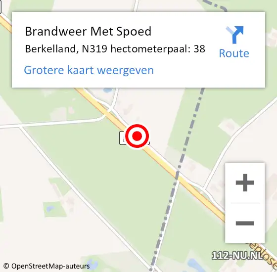 Locatie op kaart van de 112 melding: Brandweer Met Spoed Naar Berkelland, N319 hectometerpaal: 38 op 19 mei 2022 18:33