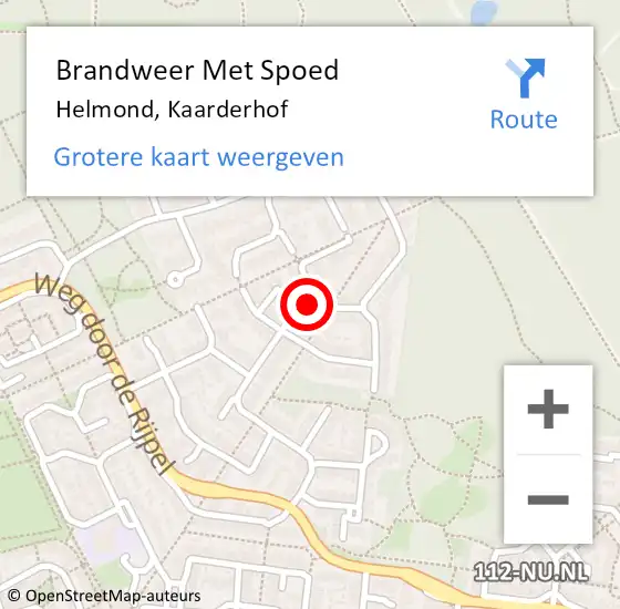 Locatie op kaart van de 112 melding: Brandweer Met Spoed Naar Helmond, Kaarderhof op 19 mei 2022 18:34