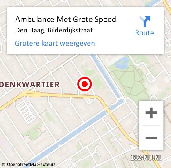 Locatie op kaart van de 112 melding: Ambulance Met Grote Spoed Naar Den Haag, Bilderdijkstraat op 19 mei 2022 18:59
