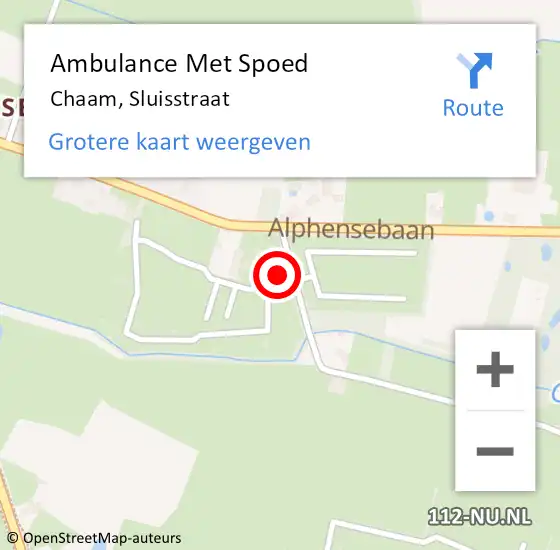 Locatie op kaart van de 112 melding: Ambulance Met Spoed Naar Chaam, Sluisstraat op 19 mei 2022 19:04