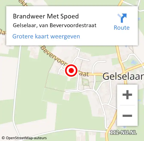 Locatie op kaart van de 112 melding: Brandweer Met Spoed Naar Gelselaar, van Bevervoordestraat op 19 mei 2022 19:12