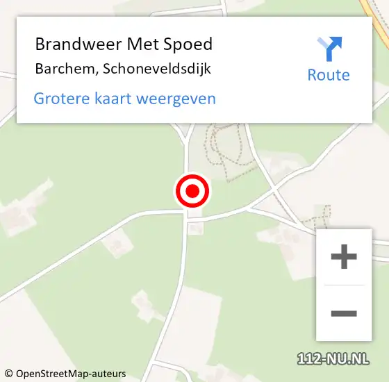 Locatie op kaart van de 112 melding: Brandweer Met Spoed Naar Barchem, Schoneveldsdijk op 19 mei 2022 19:17