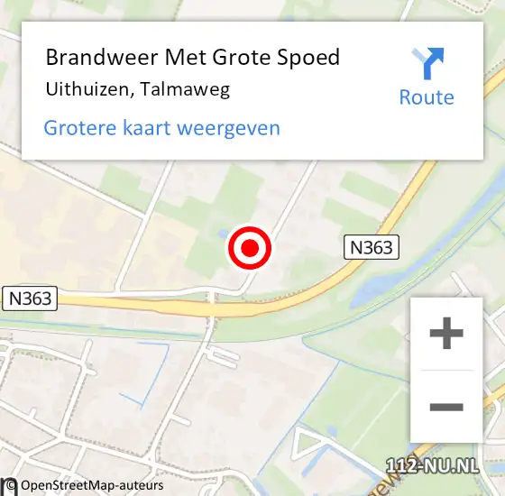 Locatie op kaart van de 112 melding: Brandweer Met Grote Spoed Naar Uithuizen, Talmaweg op 19 mei 2022 19:35