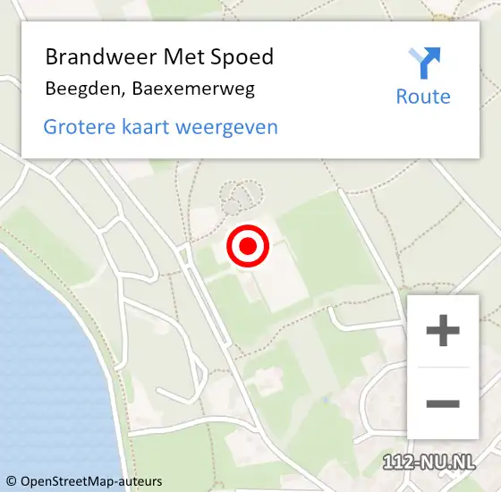 Locatie op kaart van de 112 melding: Brandweer Met Spoed Naar Beegden, Baexemerweg op 19 mei 2022 19:45