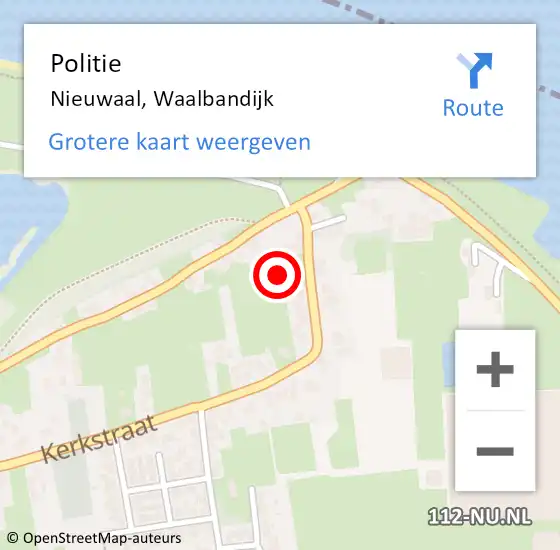Locatie op kaart van de 112 melding: Politie Nieuwaal, Waalbandijk op 19 mei 2022 21:45