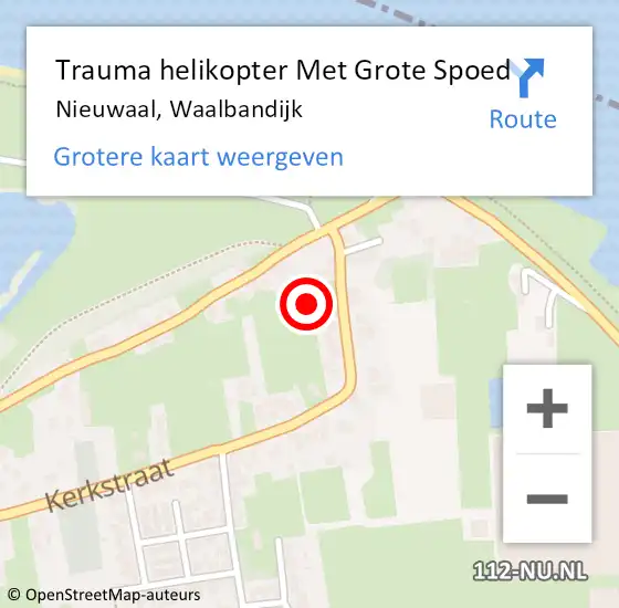 Locatie op kaart van de 112 melding: Trauma helikopter Met Grote Spoed Naar Nieuwaal, Waalbandijk op 19 mei 2022 21:47