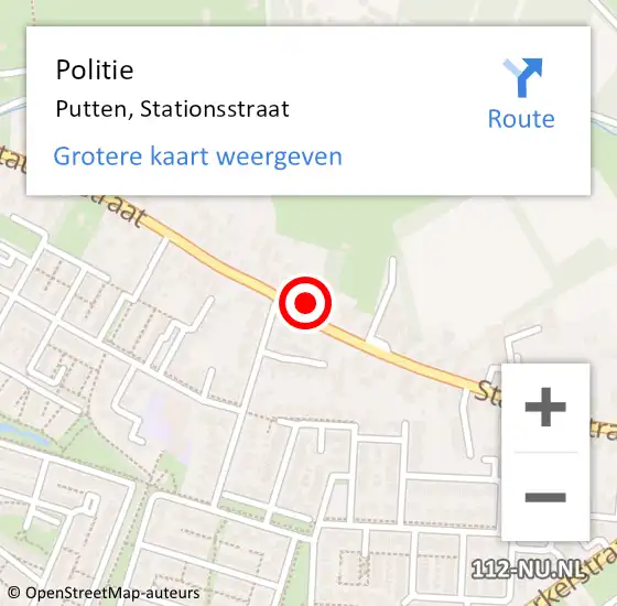Locatie op kaart van de 112 melding: Politie Putten, Stationsstraat op 20 mei 2022 00:38