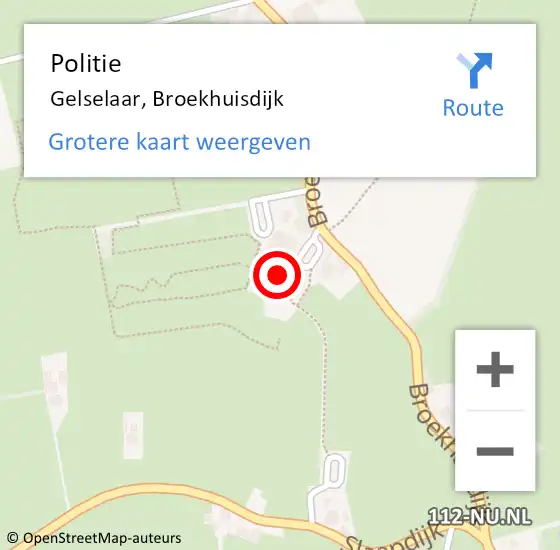 Locatie op kaart van de 112 melding: Politie Gelselaar, Broekhuisdijk op 20 mei 2022 04:29