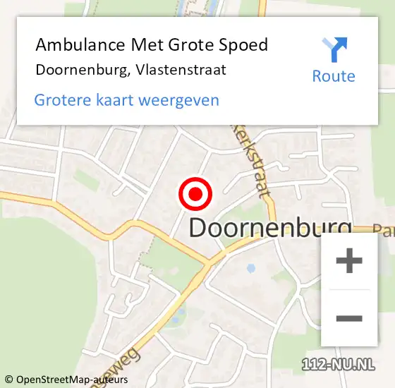 Locatie op kaart van de 112 melding: Ambulance Met Grote Spoed Naar Doornenburg, Vlastenstraat op 20 mei 2022 05:16