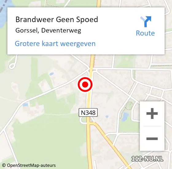 Locatie op kaart van de 112 melding: Brandweer Geen Spoed Naar Gorssel, Deventerweg op 20 mei 2022 10:34