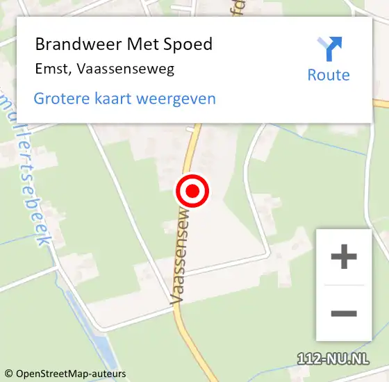 Locatie op kaart van de 112 melding: Brandweer Met Spoed Naar Emst, Vaassenseweg op 20 mei 2022 11:05
