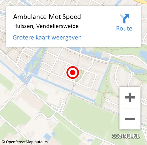 Locatie op kaart van de 112 melding: Ambulance Met Spoed Naar Huissen, Vendeliersweide op 20 mei 2022 11:17