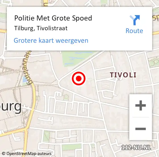 Locatie op kaart van de 112 melding: Politie Met Grote Spoed Naar Tilburg, Tivolistraat op 20 mei 2022 13:12