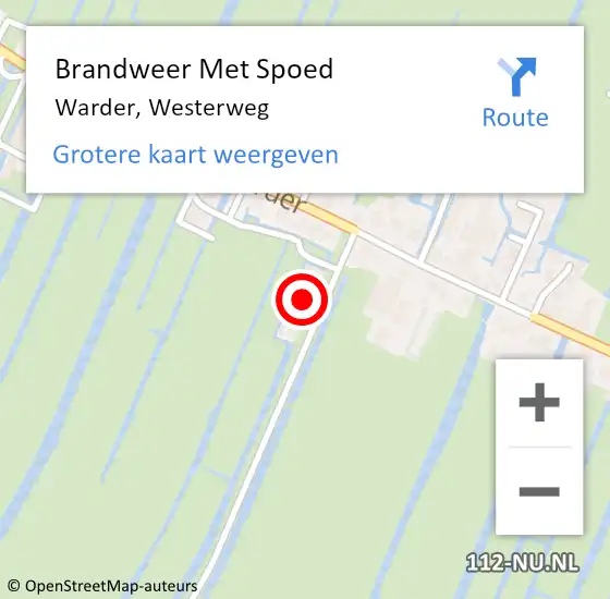 Locatie op kaart van de 112 melding: Brandweer Met Spoed Naar Warder, Westerweg op 20 mei 2022 14:33