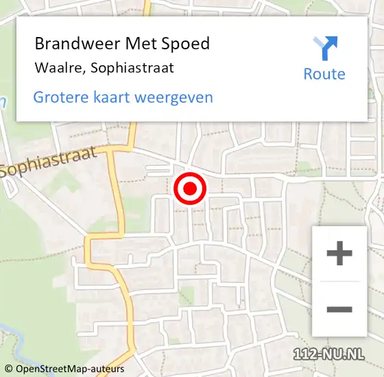 Locatie op kaart van de 112 melding: Brandweer Met Spoed Naar Waalre, Sophiastraat op 20 mei 2022 14:45