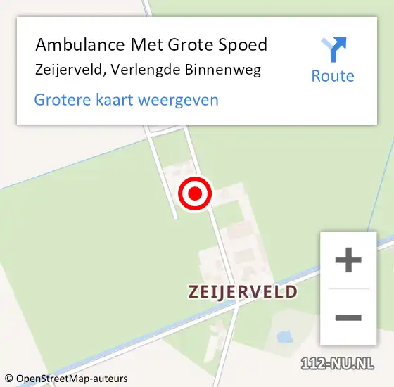 Locatie op kaart van de 112 melding: Ambulance Met Grote Spoed Naar Zeijerveld, Verlengde Binnenweg op 20 mei 2022 14:53