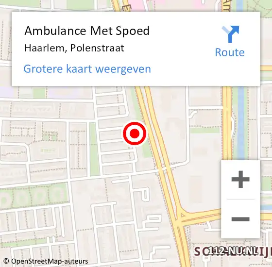 Locatie op kaart van de 112 melding: Ambulance Met Spoed Naar Haarlem, Polenstraat op 20 mei 2022 15:05