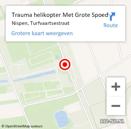 Locatie op kaart van de 112 melding: Trauma helikopter Met Grote Spoed Naar Nispen, Turfvaartsestraat op 20 mei 2022 15:24