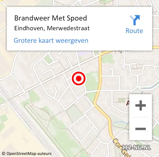 Locatie op kaart van de 112 melding: Brandweer Met Spoed Naar Eindhoven, Merwedestraat op 20 mei 2022 17:26