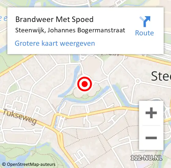 Locatie op kaart van de 112 melding: Brandweer Met Spoed Naar Steenwijk, Johannes Bogermanstraat op 20 mei 2022 18:14