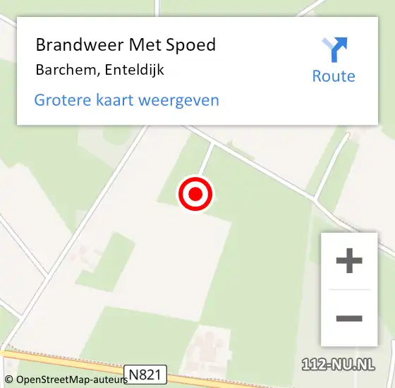 Locatie op kaart van de 112 melding: Brandweer Met Spoed Naar Barchem, Enteldijk op 20 mei 2022 18:31