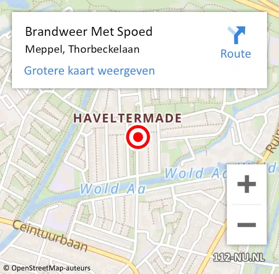 Locatie op kaart van de 112 melding: Brandweer Met Spoed Naar Meppel, Thorbeckelaan op 20 mei 2022 19:53