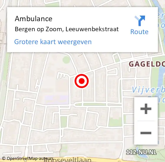 Locatie op kaart van de 112 melding: Ambulance Bergen op Zoom, Leeuwenbekstraat op 17 juli 2014 22:33