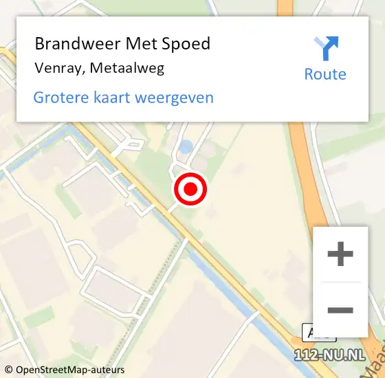 Locatie op kaart van de 112 melding: Brandweer Met Spoed Naar Venray, Metaalweg op 20 mei 2022 22:09