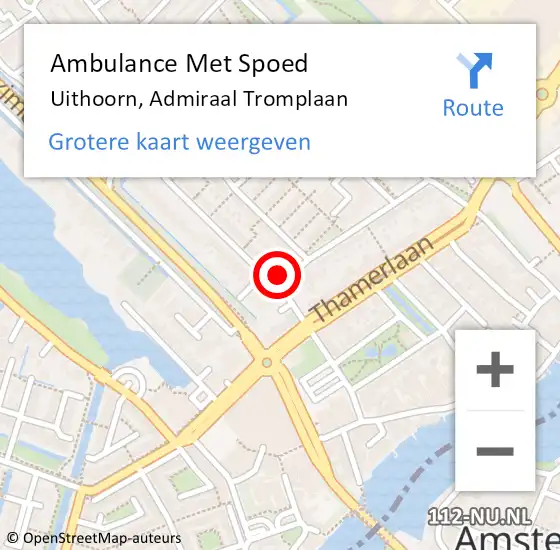 Locatie op kaart van de 112 melding: Ambulance Met Spoed Naar Uithoorn, Admiraal Tromplaan op 20 mei 2022 23:15