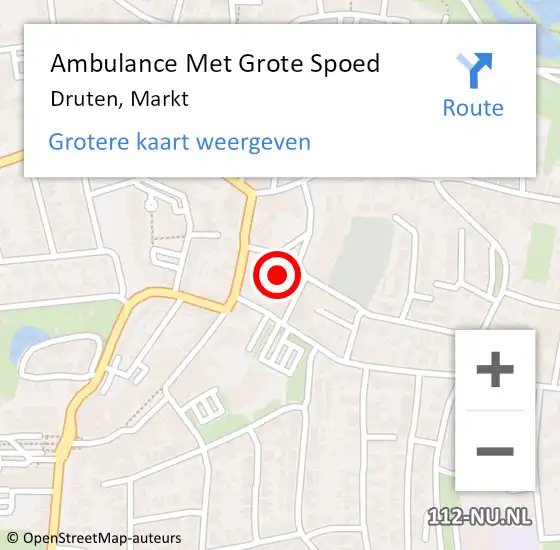 Locatie op kaart van de 112 melding: Ambulance Met Grote Spoed Naar Druten, Markt op 20 mei 2022 23:39