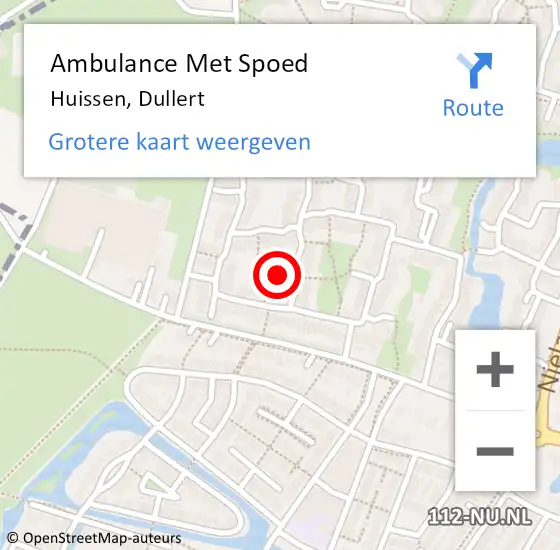 Locatie op kaart van de 112 melding: Ambulance Met Spoed Naar Huissen, Dullert op 21 mei 2022 01:18