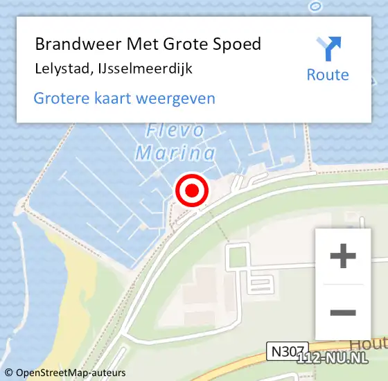 Locatie op kaart van de 112 melding: Brandweer Met Grote Spoed Naar Lelystad, IJsselmeerdijk op 21 mei 2022 01:25