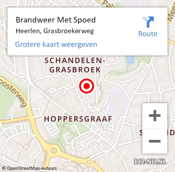Locatie op kaart van de 112 melding: Brandweer Met Spoed Naar Heerlen, Grasbroekerweg op 21 mei 2022 10:38