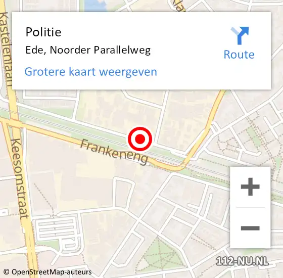 Locatie op kaart van de 112 melding: Politie Ede, Noorder Parallelweg op 21 mei 2022 11:52
