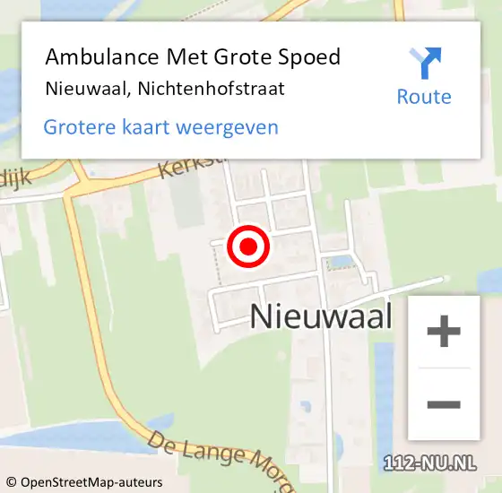 Locatie op kaart van de 112 melding: Ambulance Met Grote Spoed Naar Nieuwaal, Nichtenhofstraat op 21 mei 2022 12:22