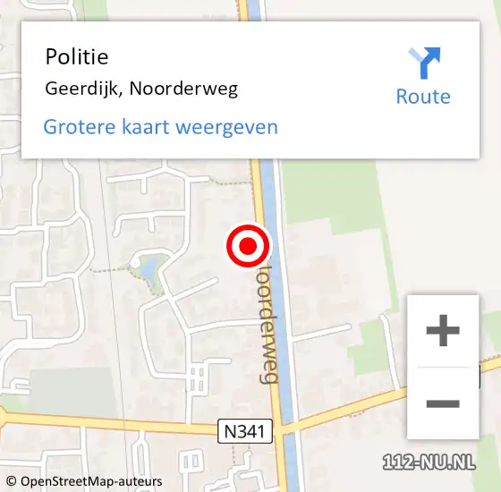 Locatie op kaart van de 112 melding: Politie Geerdijk, Noorderweg op 21 mei 2022 15:34