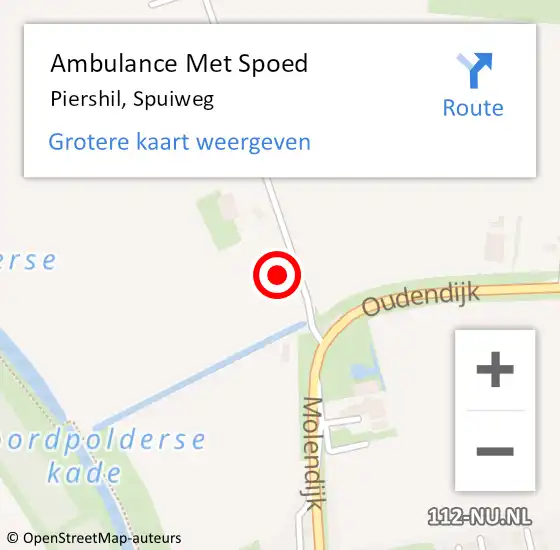 Locatie op kaart van de 112 melding: Ambulance Met Spoed Naar Piershil, Spuiweg op 21 mei 2022 16:28