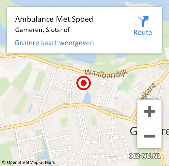Locatie op kaart van de 112 melding: Ambulance Met Spoed Naar Gameren, Slotshof op 21 mei 2022 16:42