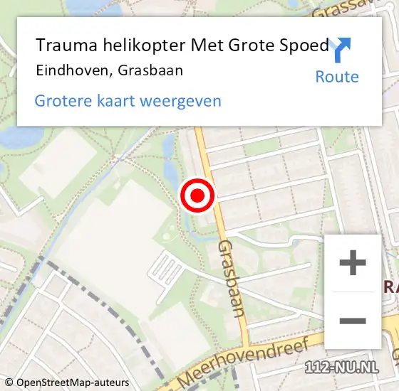 Locatie op kaart van de 112 melding: Trauma helikopter Met Grote Spoed Naar Eindhoven, Grasbaan op 21 mei 2022 17:25