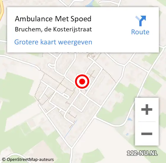 Locatie op kaart van de 112 melding: Ambulance Met Spoed Naar Bruchem, de Kosterijstraat op 21 mei 2022 17:43