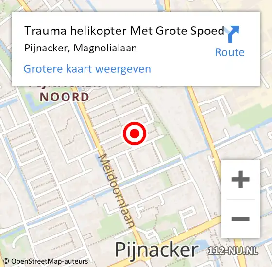 Locatie op kaart van de 112 melding: Trauma helikopter Met Grote Spoed Naar Pijnacker, Magnolialaan op 21 mei 2022 18:54