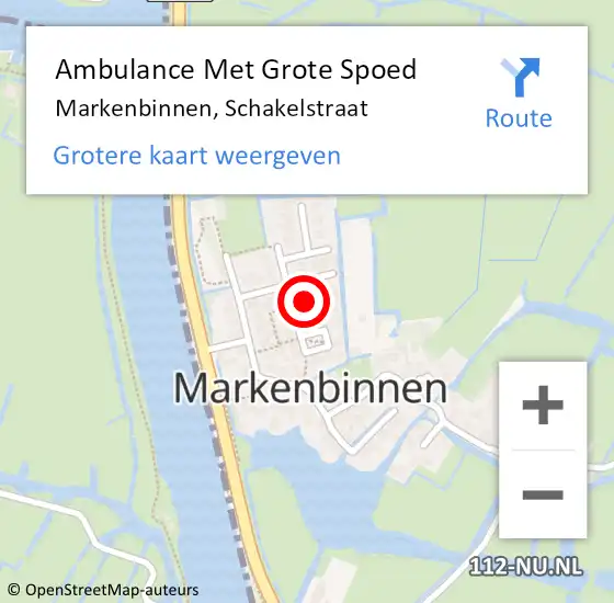 Locatie op kaart van de 112 melding: Ambulance Met Grote Spoed Naar Markenbinnen, Schakelstraat op 21 mei 2022 19:53