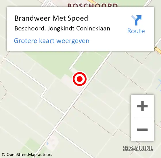 Locatie op kaart van de 112 melding: Brandweer Met Spoed Naar Boschoord, Jongkindt Conincklaan op 21 mei 2022 20:59
