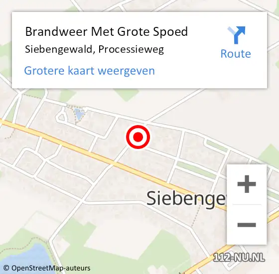 Locatie op kaart van de 112 melding: Brandweer Met Grote Spoed Naar Siebengewald, Processieweg op 21 mei 2022 21:49