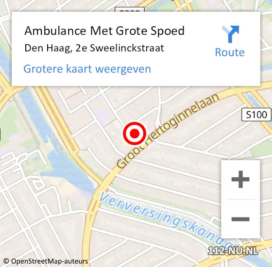 Locatie op kaart van de 112 melding: Ambulance Met Grote Spoed Naar Den Haag, 2e Sweelinckstraat op 21 mei 2022 22:21