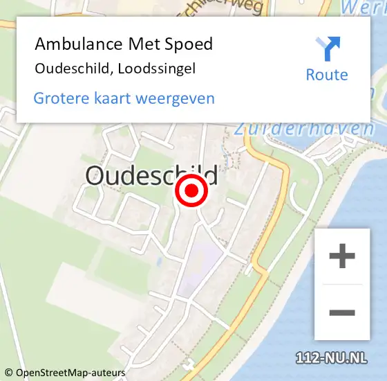 Locatie op kaart van de 112 melding: Ambulance Met Spoed Naar Oudeschild, Loodssingel op 21 mei 2022 22:30